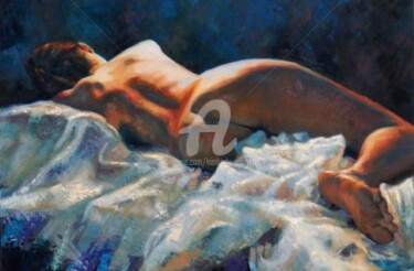 Malerei mit dem Titel "Blissful Slumber Bl…" von Kimberly Aring, Original-Kunstwerk, Öl