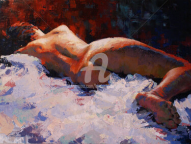 Malerei mit dem Titel "Blissful Slumber" von Kimberly Aring, Original-Kunstwerk, Öl