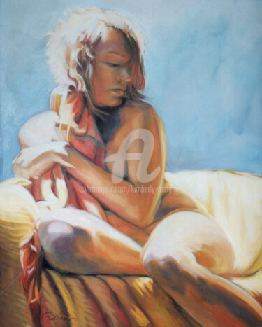 Painting titled "Shy" by Kimberly Aring, Original Artwork, Oil