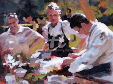 Painting titled "Food Fight" by Kimberly Aring, Original Artwork, Oil