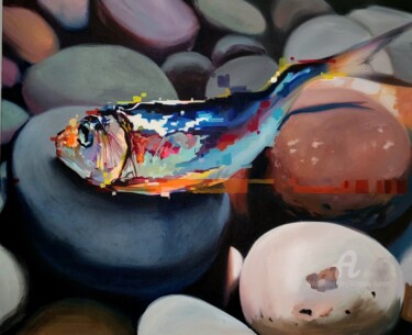 Pintura titulada "Fish No 6" por Kimberly Burnett, Obra de arte original, Oleo