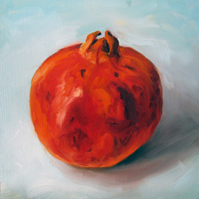 Painting titled "Pomegranate" by Kim Kibby, Original Artwork, Oil