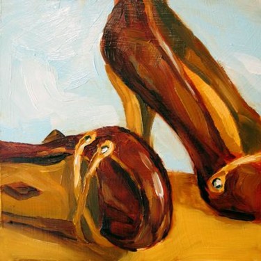 Painting titled "Brown Shoes" by Kim Kibby, Original Artwork