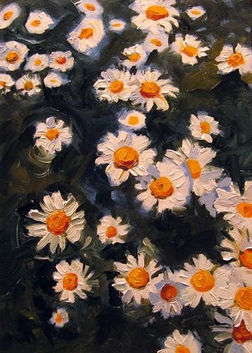 Painting titled "Field of Daisies" by Kim Kibby, Original Artwork