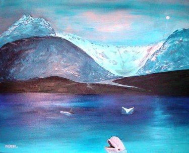 Pintura intitulada "Noite da Baleia Bra…" por Kim Molinero, Obras de arte originais, Óleo