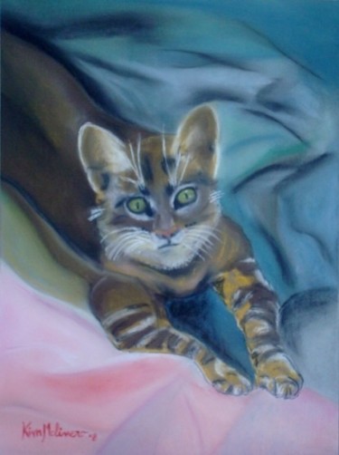 Pintura intitulada "Gato" por Kim Molinero, Obras de arte originais, Óleo