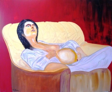 Pintura intitulada "Mulher Pré-Mamã" por Kim Molinero, Obras de arte originais, Óleo