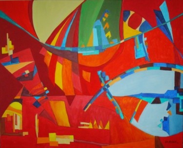 Pintura intitulada "Convergences I - Re…" por Kim Molinero, Obras de arte originais, Óleo