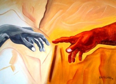 Pintura intitulada "Mãos que Falam XVII…" por Kim Molinero, Obras de arte originais, Óleo