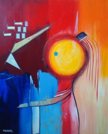 Pintura intitulada "FIRE - MENINA" por Kim Molinero, Obras de arte originais, Óleo