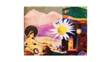 Collages titled "La Lune" by Kimoï, Original Artwork, Collages