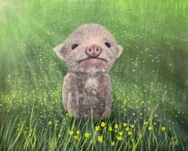 Painting titled "Piglet" by Kim Stangle Huerta, Original Artwork, Acrylic