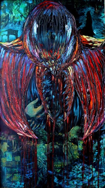 Painting titled "Alien" by Gábor Rádóczy Gyarmathy, Original Artwork, Oil