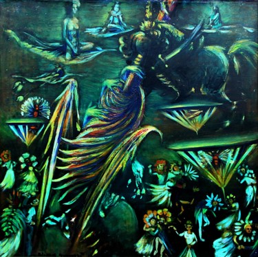 Painting titled "George and the drag…" by Gábor Rádóczy Gyarmathy, Original Artwork, Oil