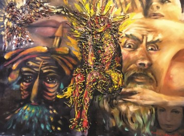 Картина под названием "Jesus Prays in the…" - Gábor Rádóczy Gyarmathy, Подлинное произведение искусства, Масло