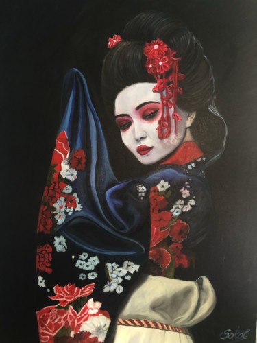 Painting titled "Geisha" by Kinga Sokol, Original Artwork, Oil