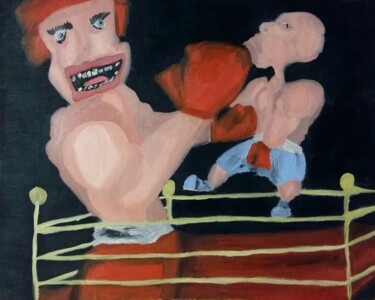 Schilderij getiteld "Le Boxeur" door Kingcedar, Origineel Kunstwerk, Olie