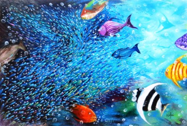 Peinture intitulée "BEAUTY IN THE OCEAN" par Nortei, Œuvre d'art originale, Acrylique