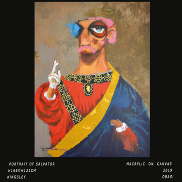 Ζωγραφική με τίτλο "Portrait Of Salvator" από Kingsley Obasi Signature Art Gallery, Αυθεντικά έργα τέχνης, Ακρυλικό