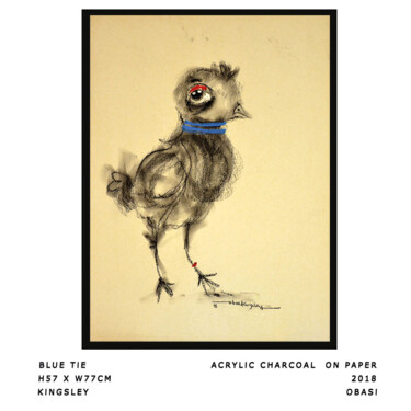 Pittura intitolato "Blue Tie" da Kingsley Obasi Signature Art Gallery, Opera d'arte originale, Carbone