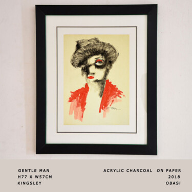 Картина под названием "Gentle Man" - Kingsley Obasi Signature Art Gallery, Подлинное произведение искусства, Акрил