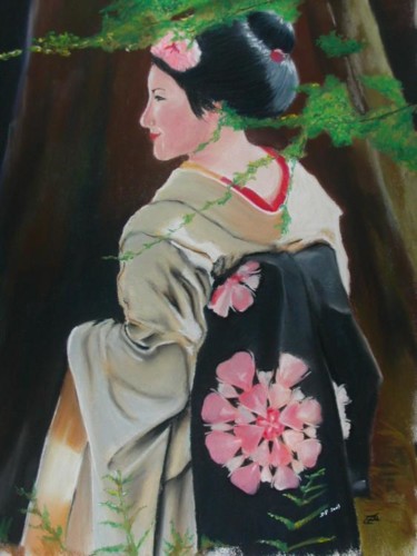 Peinture intitulée "Geisha" par Patrick Dekint, Œuvre d'art originale