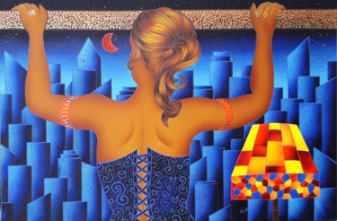 Pintura intitulada "Looking in Park Ave…" por Kino Mistral, Obras de arte originais, Óleo