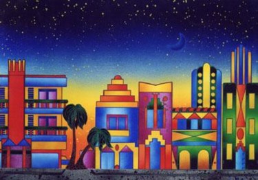 Painting titled "Miami" by Kino Mistral, Original Artwork, Oil