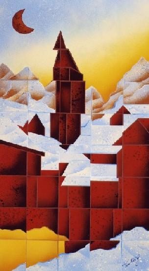 Pittura intitolato "Montagna Incantata" da Kino Mistral, Opera d'arte originale, Olio