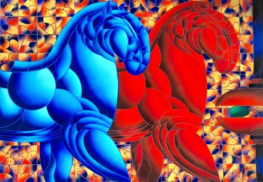 I Cavalli di Giove e Afrodite Pittura intitolato "I Cavalli di Giove…" da Kino Mistral, Opera d'arte originale, Olio