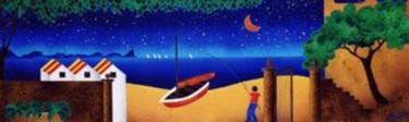 Pittura intitolato "Positano Di Notte" da Kino Mistral, Opera d'arte originale