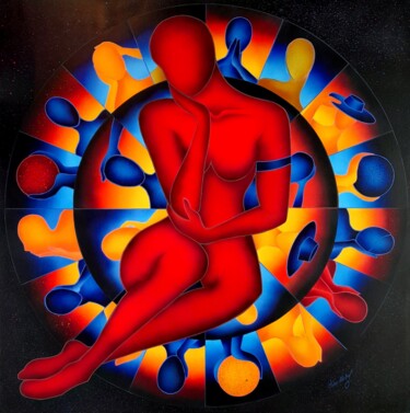 Картина под названием "LIFE" - Kino Mistral, Подлинное произведение искусства, Акрил Установлен на Деревянная рама для носил…