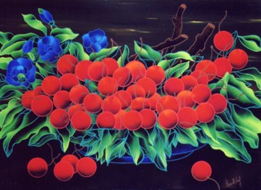 Painting titled "Ciliege Rosse" by Kino Mistral, Original Artwork, Oil