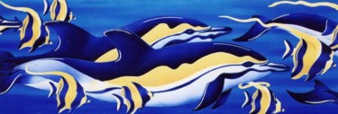 Pintura titulada "I Delfini" por Kino Mistral, Obra de arte original