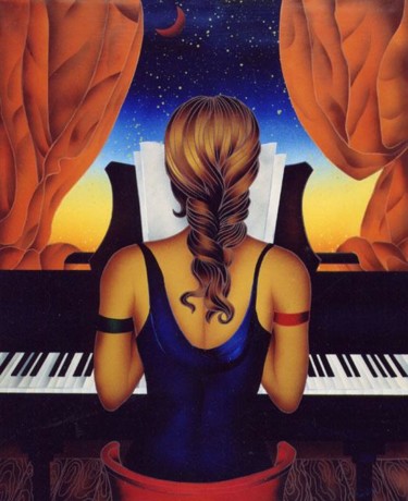 Pittura intitolato "La Pianista" da Kino Mistral, Opera d'arte originale