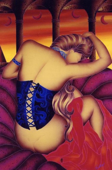 Painting titled "Il Corsetto Blu" by Kino Mistral, Original Artwork
