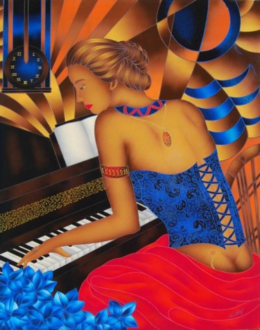 Painting titled "La Pianista - Tempo…" by Kino Mistral, Original Artwork