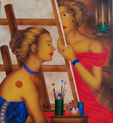 Painting titled "Pittrice e Modella" by Kino Mistral, Original Artwork