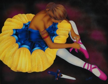 Painting titled "Ballerina con Pugna…" by Kino Mistral, Original Artwork