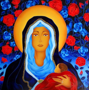 Painting titled "Madonna Delle Rose" by Kino Mistral, Original Artwork