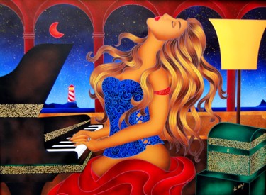 绘画 标题为“La Pianista - Profo…” 由Kino Mistral, 原创艺术品, 油