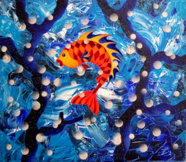 Pintura titulada "Tra i Coralli Blu" por Kino Mistral, Obra de arte original
