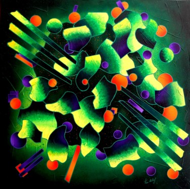 Painting titled "Green Modulazioni" by Kino Mistral, Original Artwork