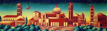 Painting titled "Piazza delle Torri" by Kino Mistral, Original Artwork