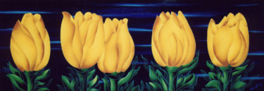 Pittura intitolato "I Tulipani Gialli" da Kino Mistral, Opera d'arte originale