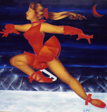 Painting titled "Luna Rossa sul Ghia…" by Kino Mistral, Original Artwork