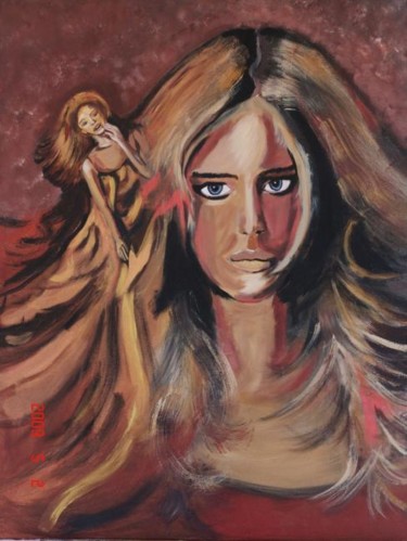 Painting titled "reverie" by Christine Pons, Original Artwork, Oil