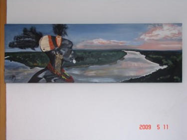 Peinture intitulée "la vallee de l OMO" par Christine Pons, Œuvre d'art originale