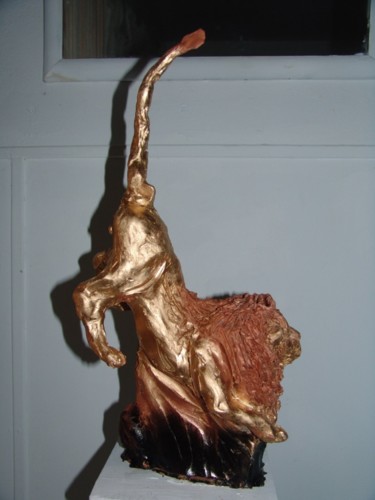 Sculpture titled "lion miniature 2" by Christine Pons, Original Artwork, Clay