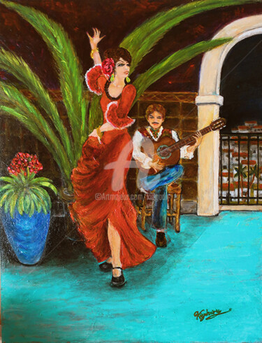 Peinture intitulée "Isa y Paco Yankee" par Kio, Œuvre d'art originale, Acrylique